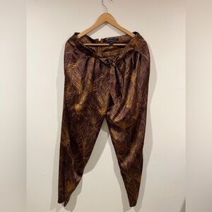 French Connection Vintage Abstract Print Satin Zip-Front "Going Out" Trousers